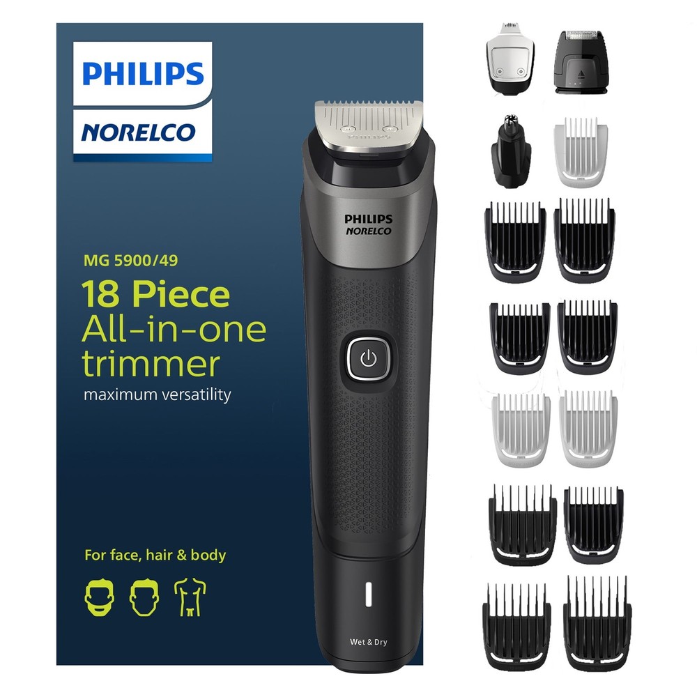 Philips Norelco Multigroom 5000 18-Piece Trimmer for Beard Face Hair Body