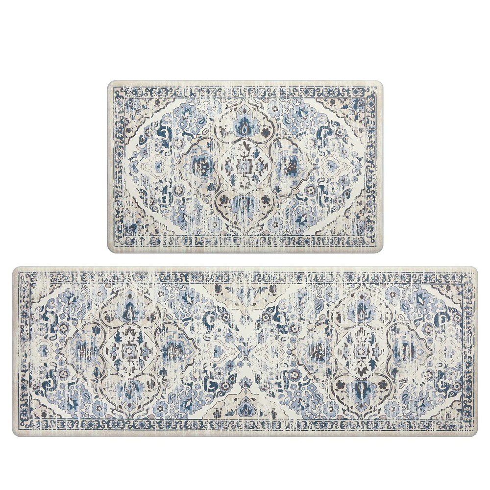 Cushioned Kitchen Rug Set of 2 Waterproof Anti Fatigue Floor Mats for Comfort