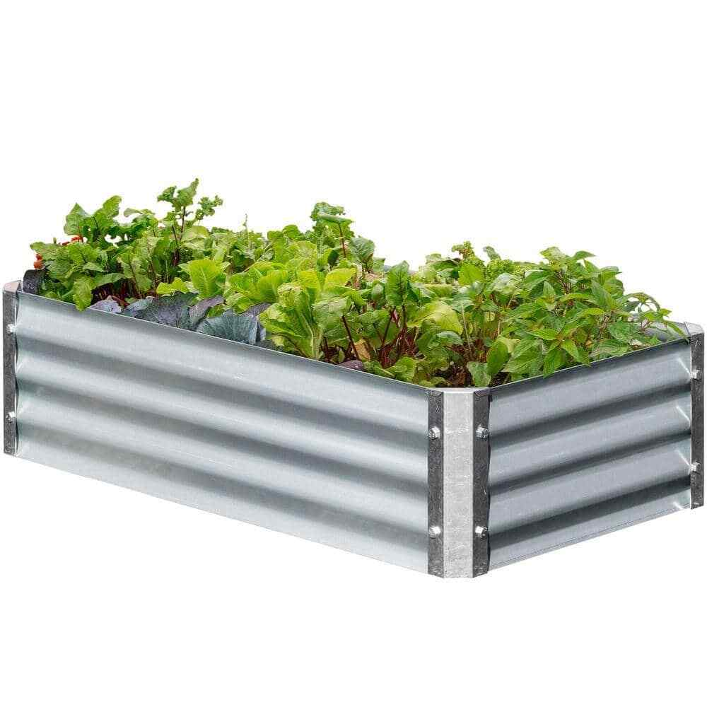 Bajo Series 22 in. x 40 in. x 10 in. Rectangle Galvanized Metal Raised Garden Be