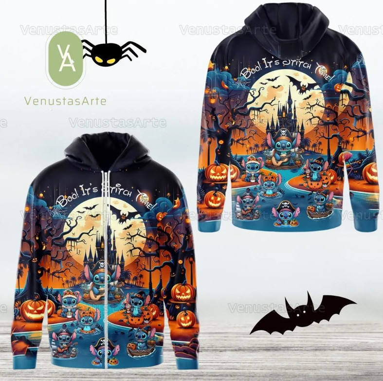 Halloween Stitch 3D HOODIE ZIP All Over Print Best Price Christmas Day Gift-image