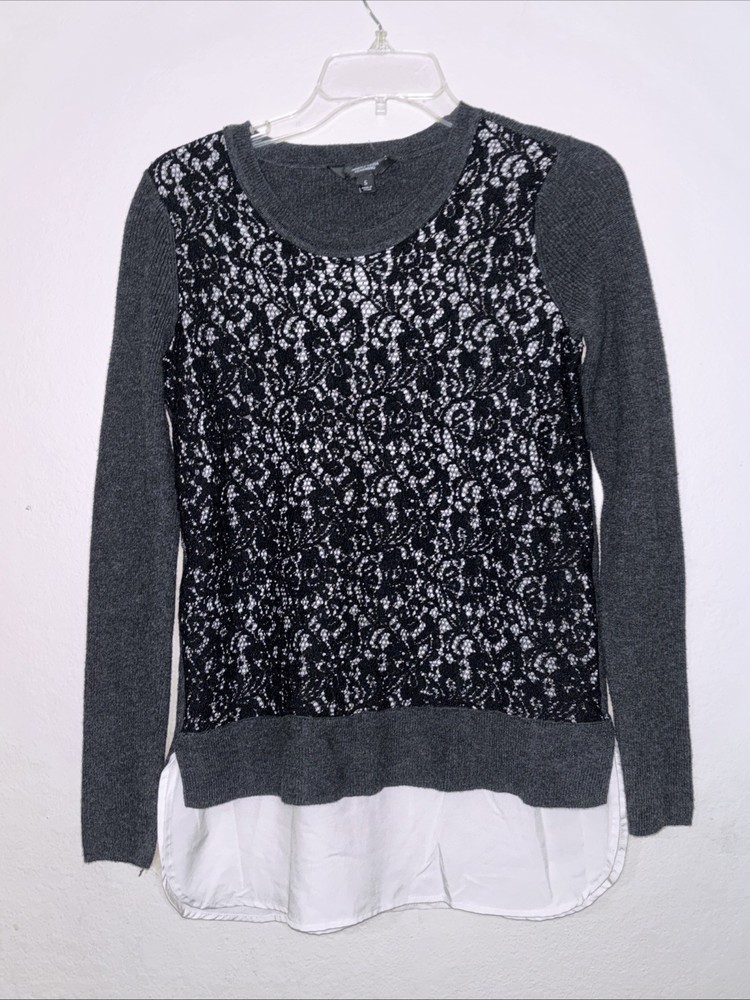 Women's Simply Vera Wang Lace Mock-Layer Black Sweater Small  EM28