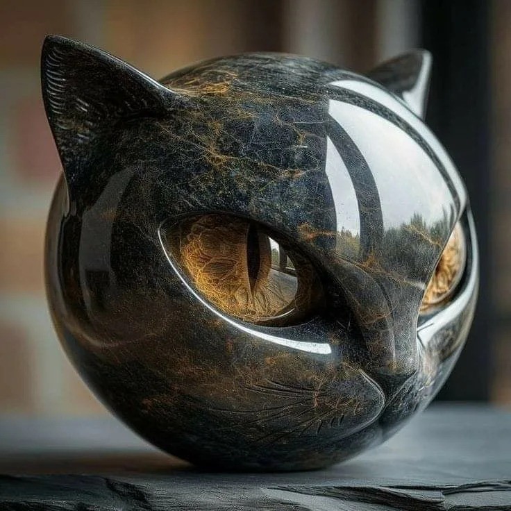 Black Cat Figurine Luxury Black Cat Stone Like Sculpture Ornaments Black