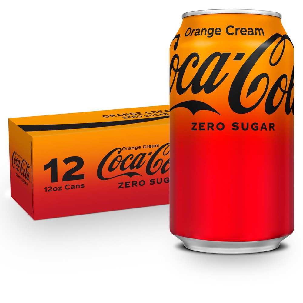 Coca-Cola Zero Sugar Orange Cream Soda Soft Drink, Fridge Pack Cans, 144 FZ