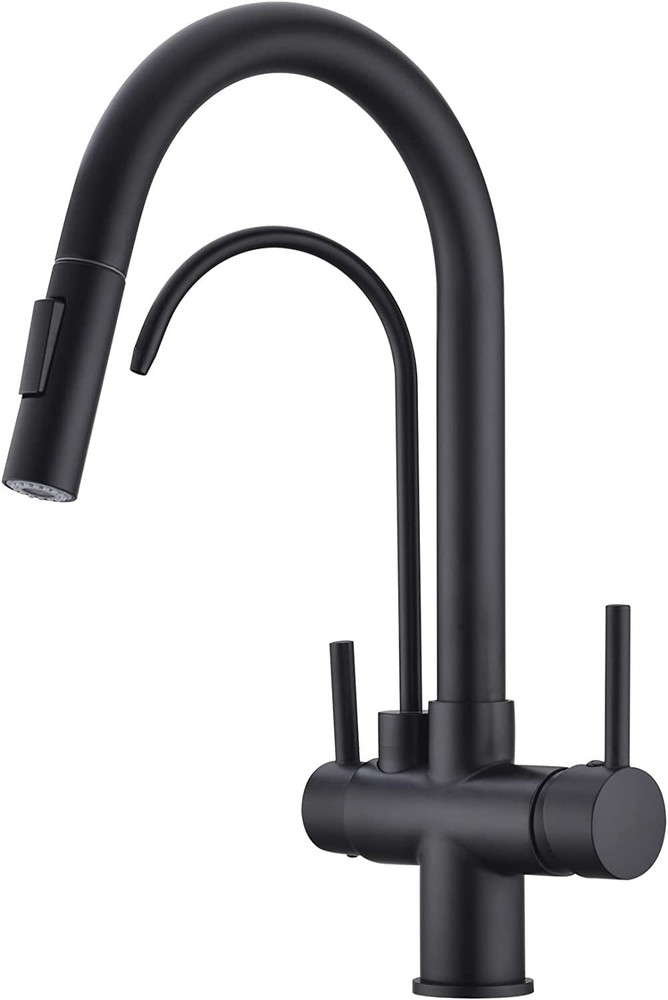 Matte Black Kitchen Faucet with Pull Down Sprayer for Modern Sinks