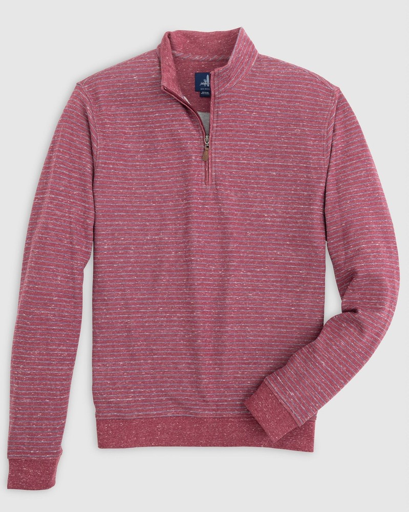 johnnie-O Skiles Striped 1/4 Zip Pullover Currant Size M