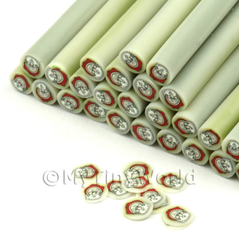 4 Handmade Pale Yellow Santa Cane Nail Art Decorations