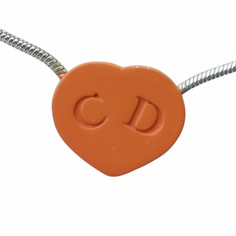 Christian Dior Heart Logo Silver Pendant Necklace Pre-Owned