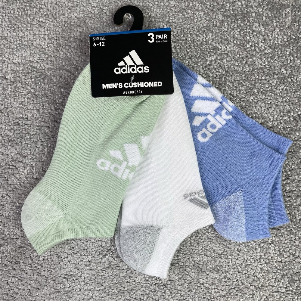 Adidas Men's Aeroready No Show Socks 3 Pair  Size Fits Shoe 6-12