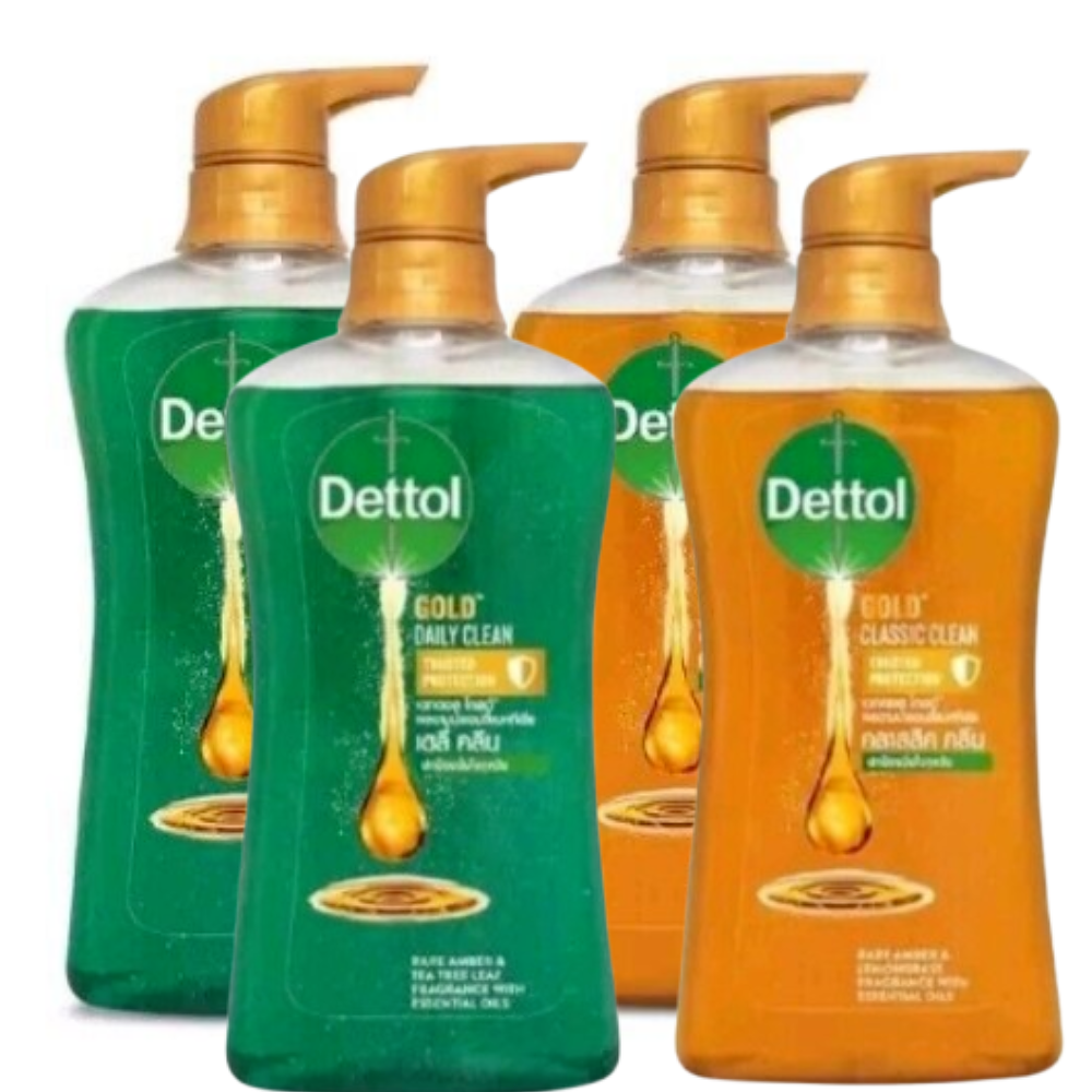 Dettol Gold Antibacterial Shower Gel Classic Clean450m.x2l&Daily Clean450ml.x2
