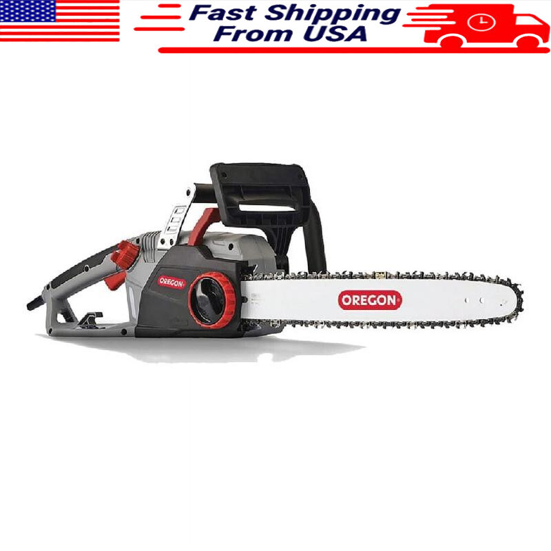 15 Amp Corded Electric Chainsaw with Self-Sharpening Chain and Tool-Free Tensioning for Low Noise Operation