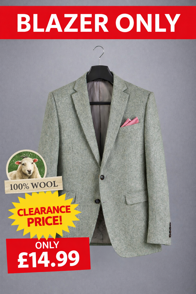 Mens Sage Green 100% Wool Blazer Jacket ONLY | Clearance Sale-image