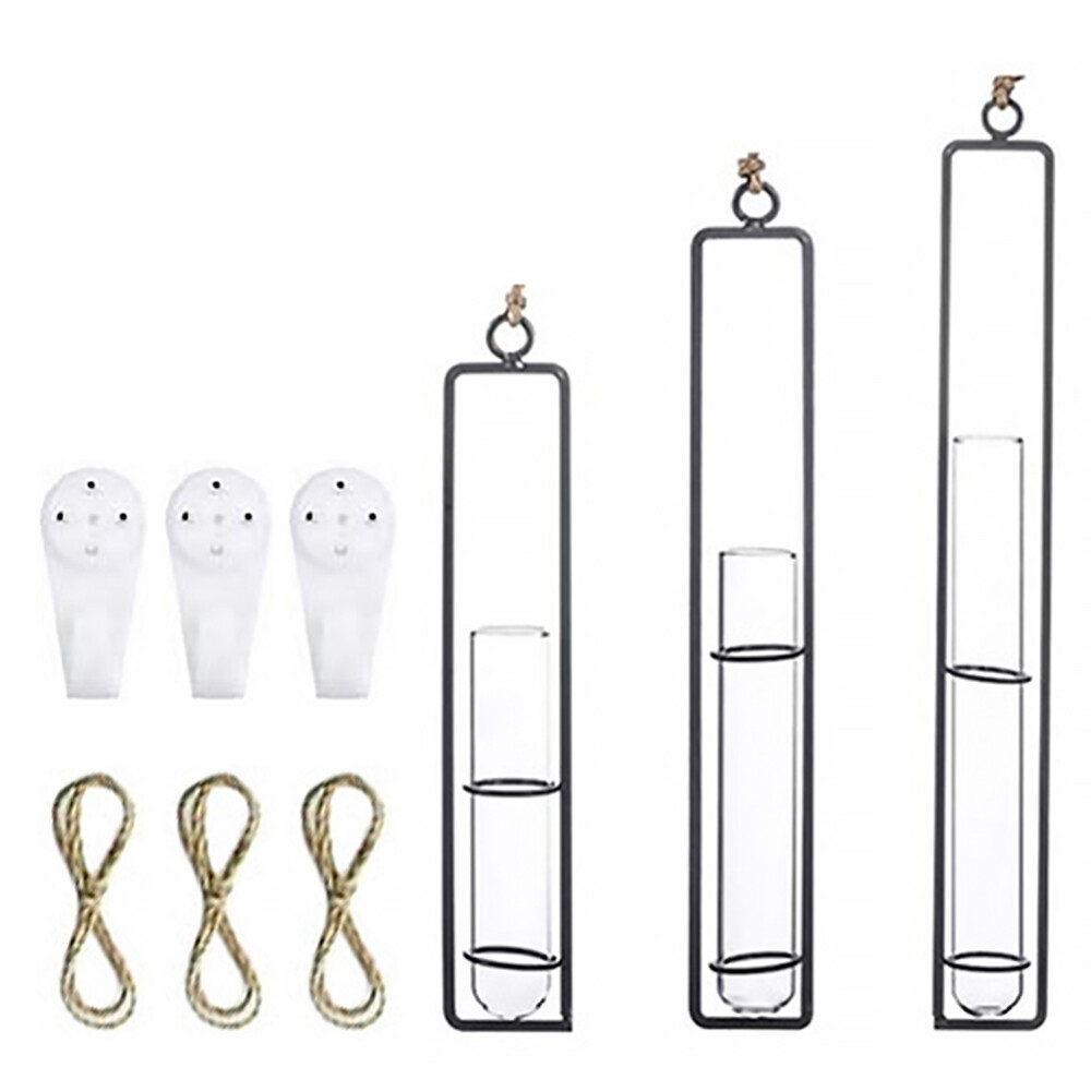 Hanging Test Tube Vase Terrarium Kit - 3 Wall Mounted Flower Holders