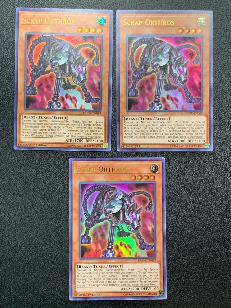 3x Scrap Orthros DUOV-EN067 1st Edition Super Rare  Yu-Gi-Oh!
