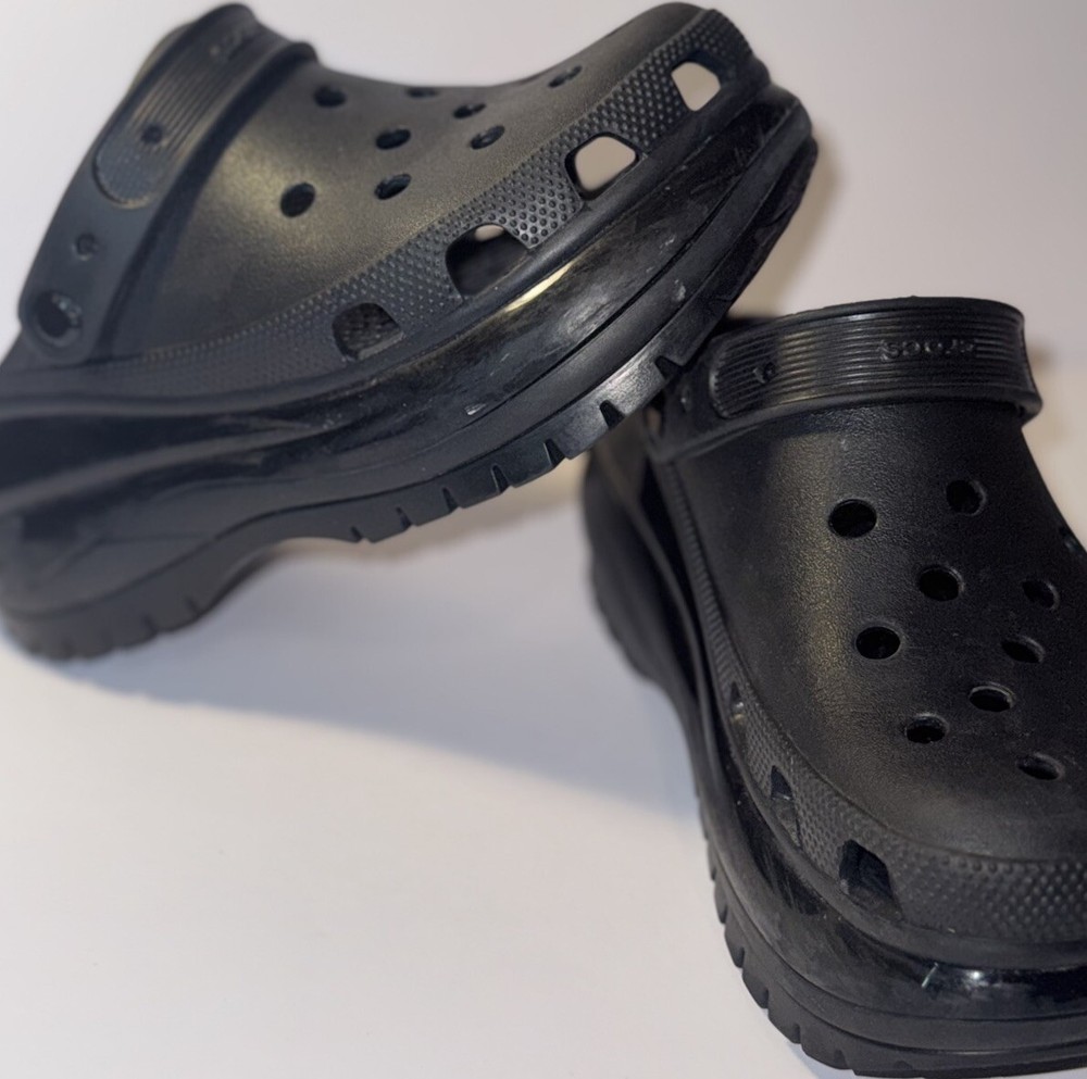 Cerythrina Platform Elegant High Rise Women CROCS Black New BONE US W8 M6 EU 39