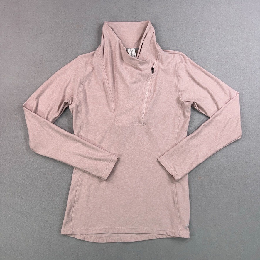 New Balance Pullover Womens Small Pink Purple Performance Shirt Asymmetrical Zip