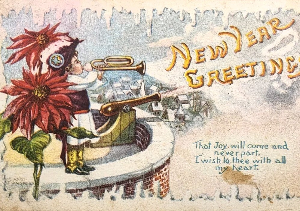 1912 New Years Greetings Picture Postcard ~ New Year Greetings ~ #-5793-image