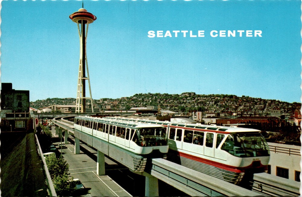 Vintage Seattle Postcard Featuring Space Needle & Monorail by Morley Studios