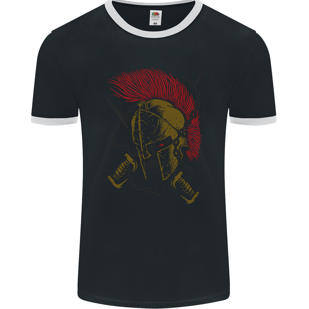 Roman Demon Skull MMA Gym Spartan Helmet Mens Ringer T-Shirt FotL