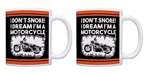 Coffee Mug Biker Ceramic Motorcyclist Gifts Imprinted Design 2 Pack 11Oz