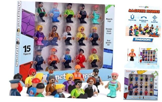 Magnetic Community Play Set with 15 Pieces for Magnetic Figures