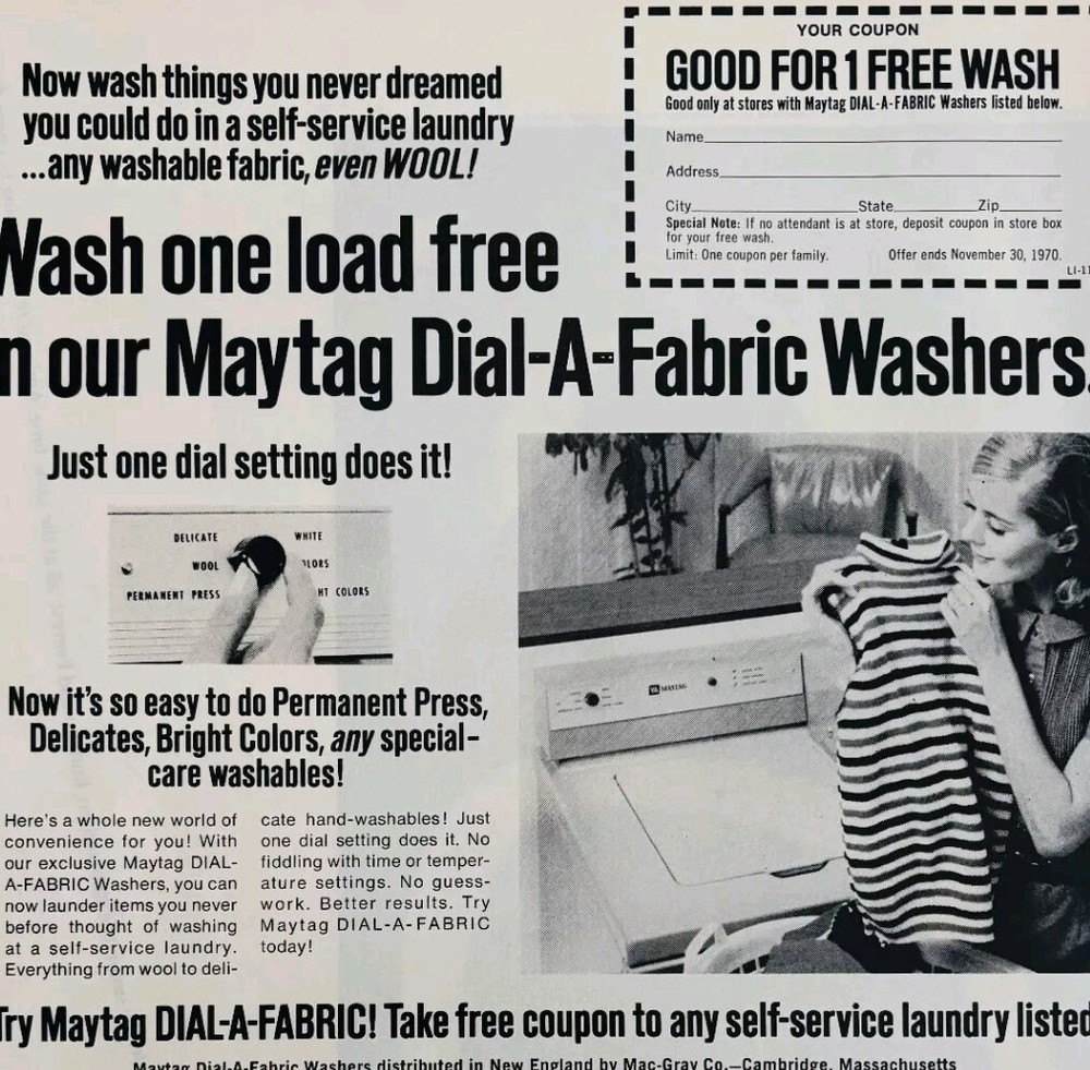 1970 Maytag Dial A Fabric Washer Coupon Advertisement Appliances DWII18-image