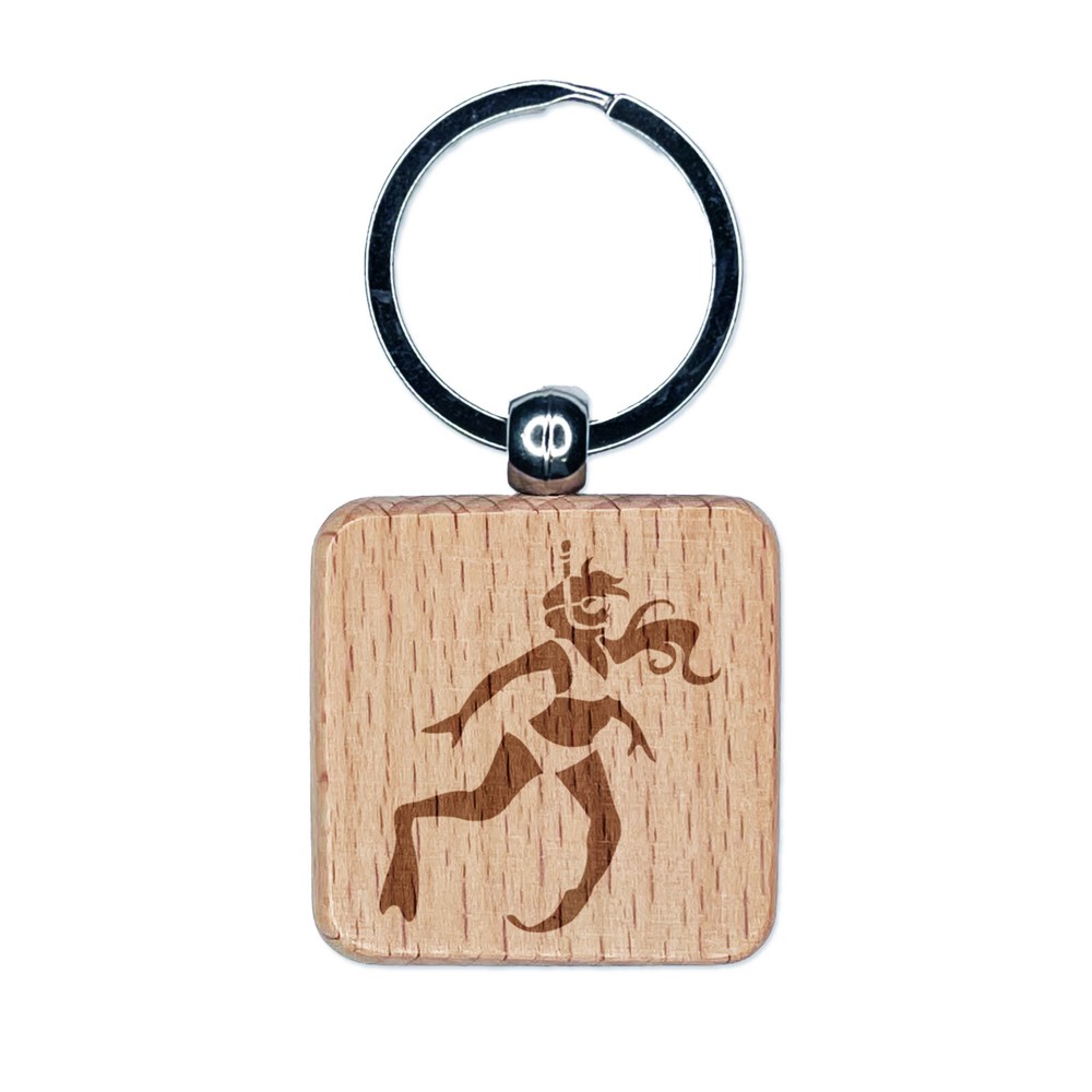Swimmer Diver Snorkeling Woman Swimsuit Engraved Wood Square Keychain Tag Charm