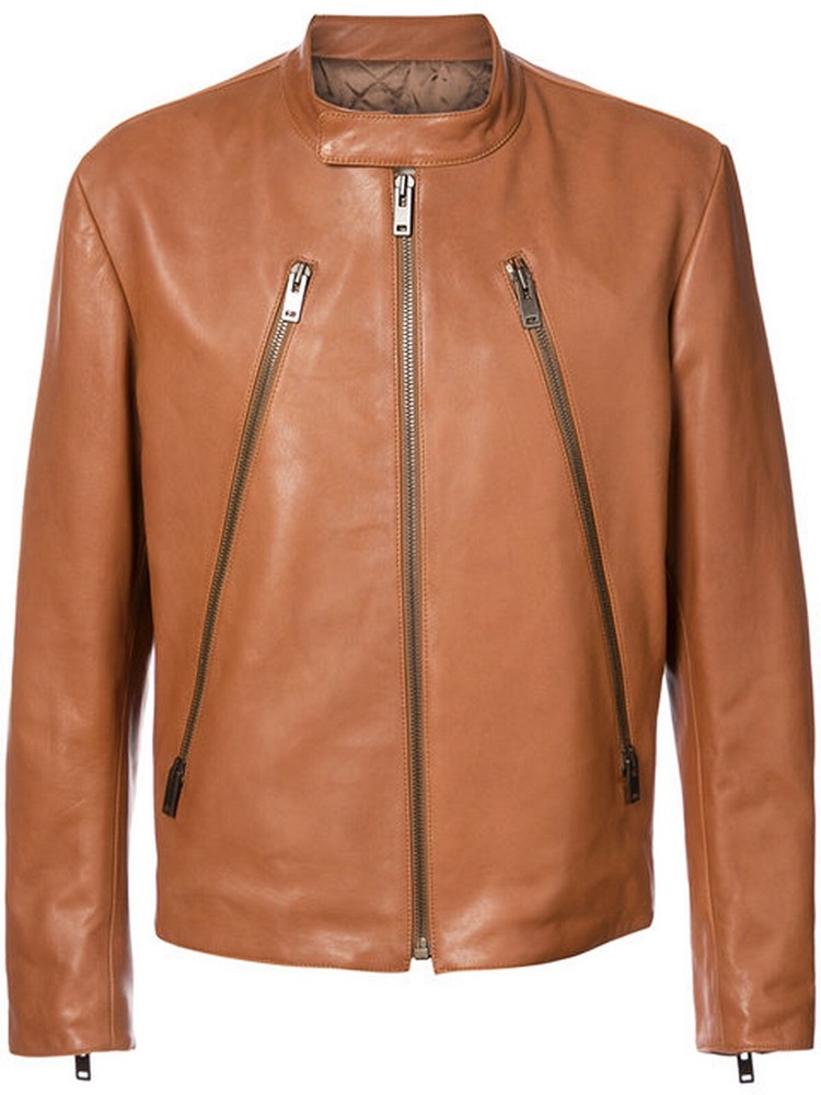 Stunning Winter Wear Men's Special Real Satin Genuine Tan Leather Jacket