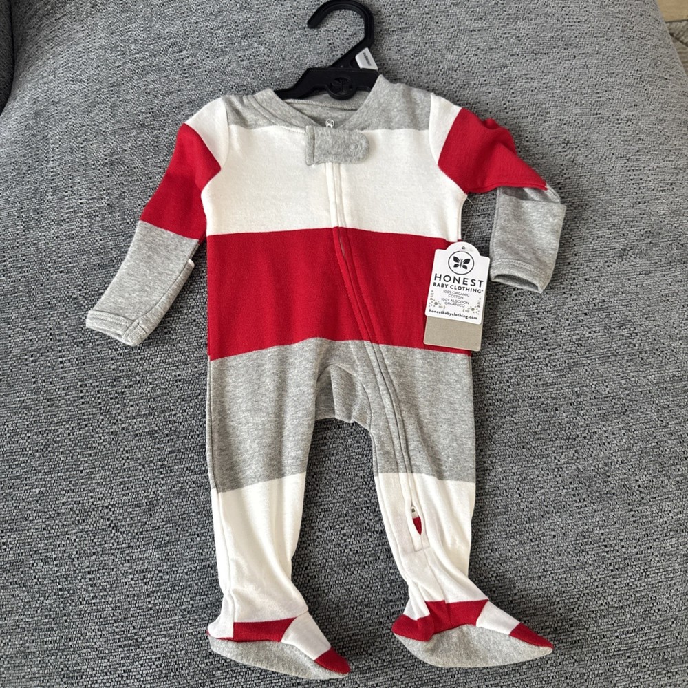 Honest Organic Newborn Unisex Baby Gift One Piece Zip Front Pajamas #IT1051-56