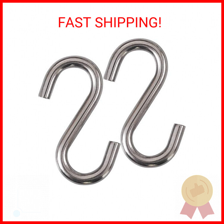 Heavy-Duty 304 Stainless Steel S Hooks, 3.3 Inch Hammock, Swing S Hooks, Industr