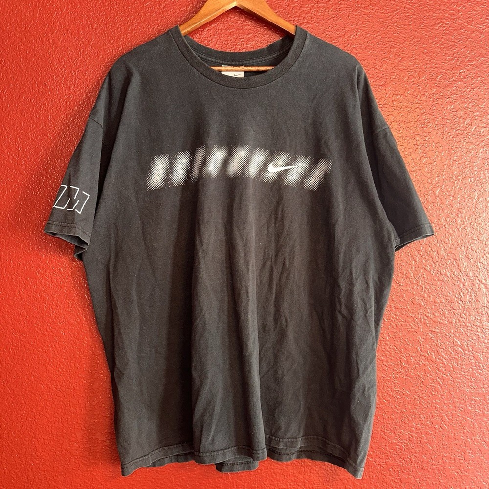 Vintage Y2K Nike Swim Silver Tag Striped Graphic Faded T-Shirt xl (ask measure)