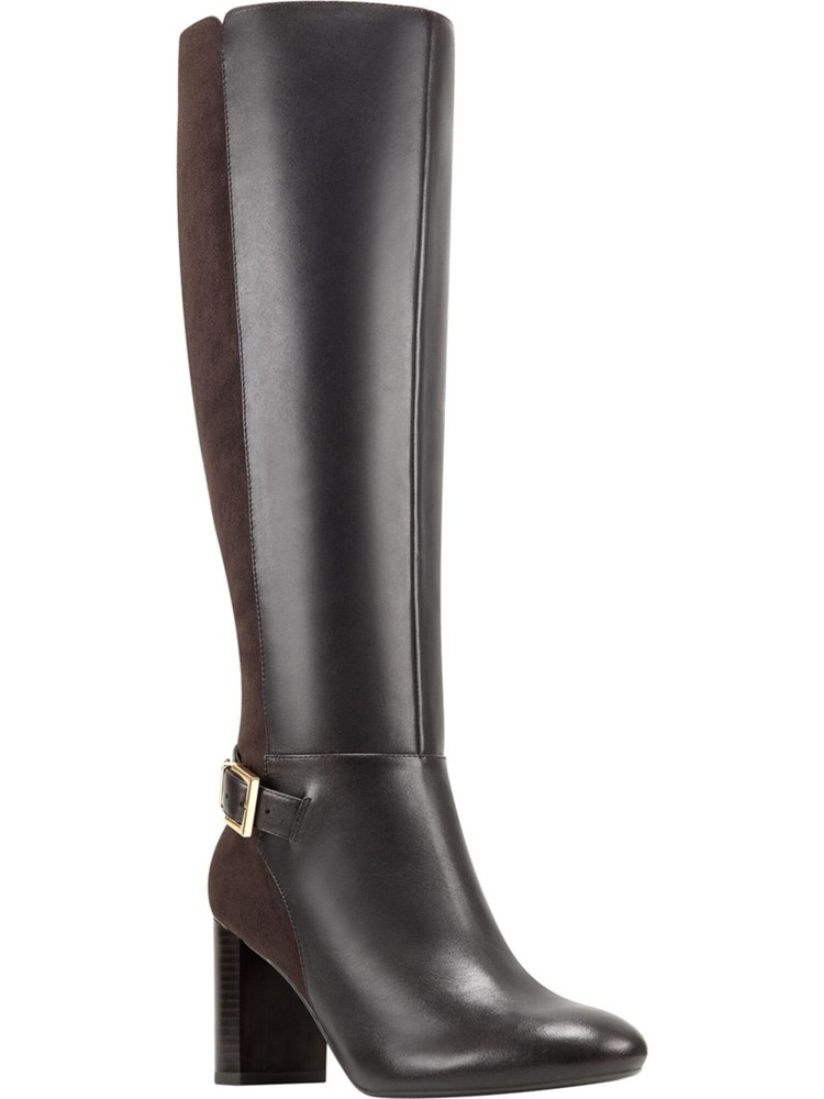 BANDOLINO Womens Brown Bilya Almond Block Heel Leather Heeled Boots 10 M