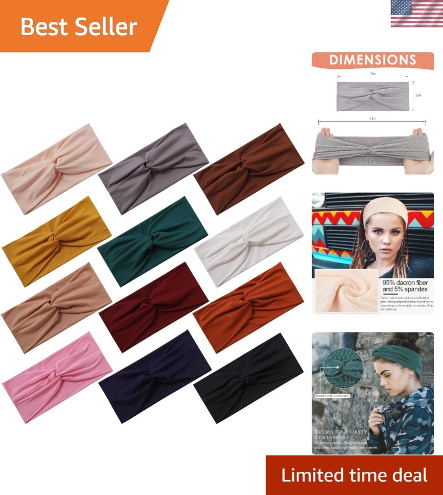 Fashionable 12-Piece Headband Set - Elastic Hair Accessories for Active Women