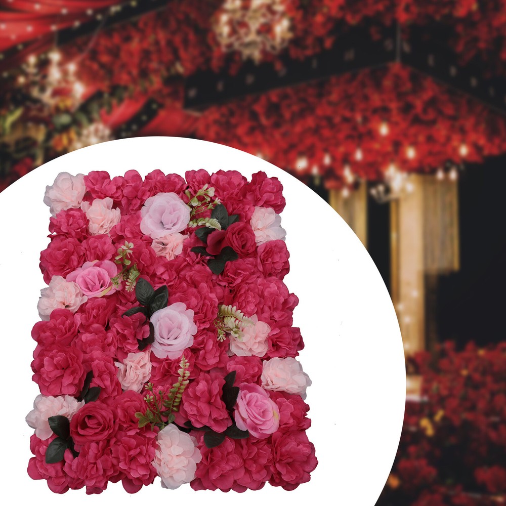 12Pcs Artificial Flower Wall Panels Red And Pink Rose Wall Panels Backdrop Decor