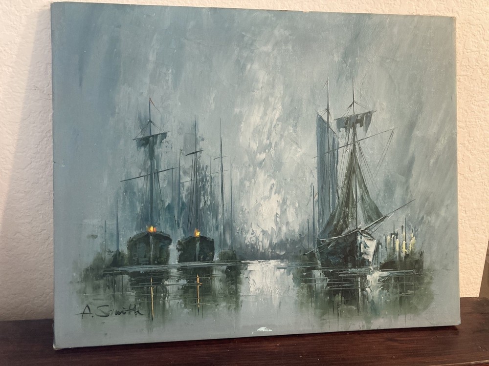 Original acrylic painting of Stormy Sea on stretched canvas