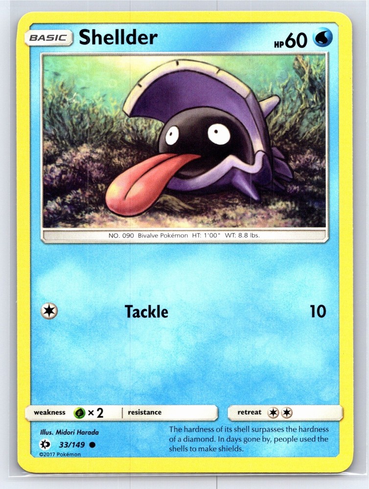 Vintage Shellder 33/149 Sm Base Set Pokemon Card Regular