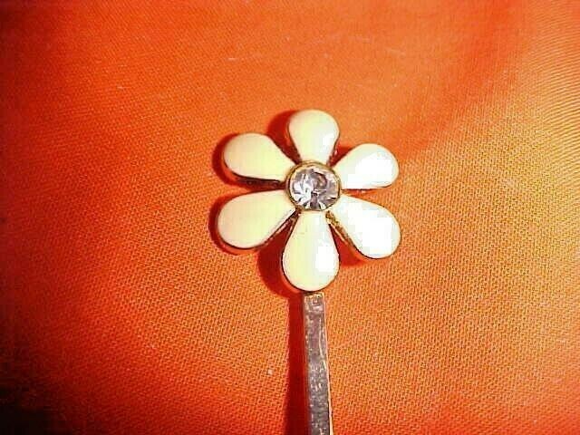 MOTHERS DAY GIFT, SWEET ENAMEL FLOWER WITH AQUAMARINE COLOR STONE BOBBY PIN-image