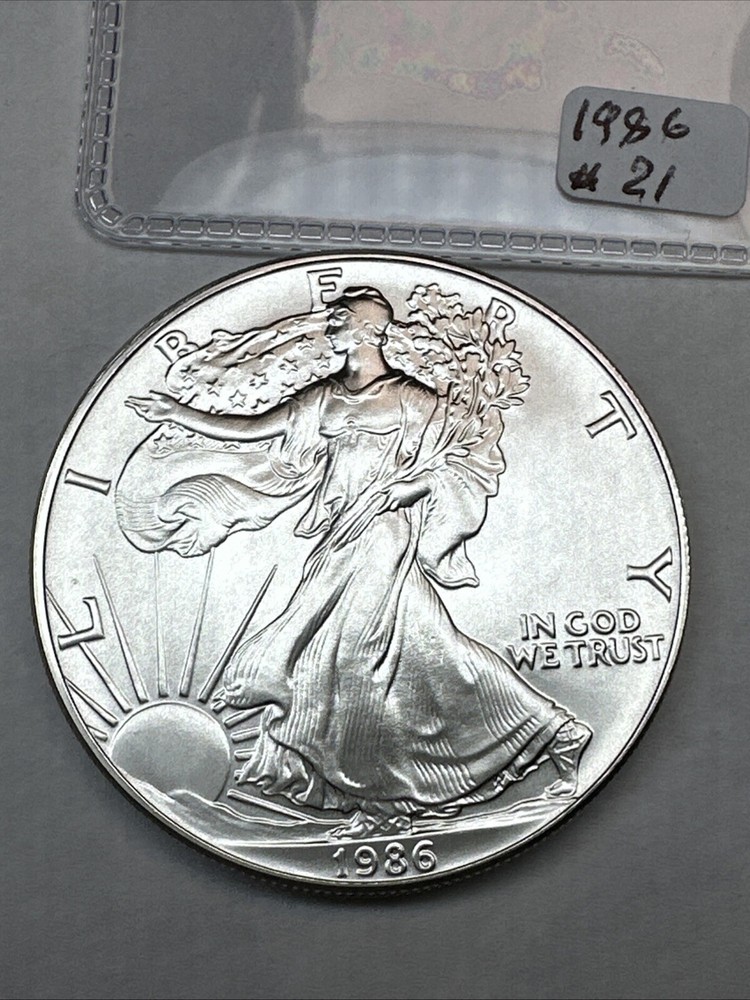 1986 Uncirculated Silver American Eagle 1oz 0.999 Fine Silver 21