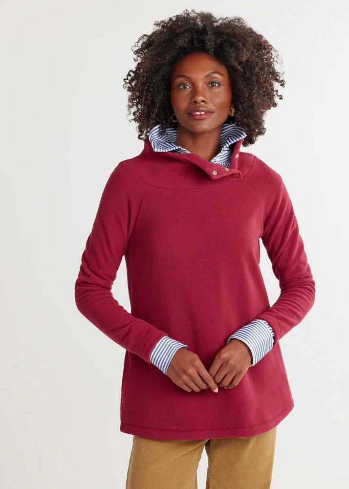 Dudley Stephens Marielle Mock Snap Neck Red Vello Fleece Size XS