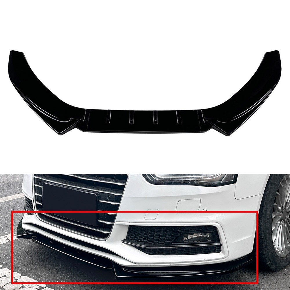 Glossy Black Front Bumper Lip Splitter For Audi A4 S4 B8.5 2013-2016