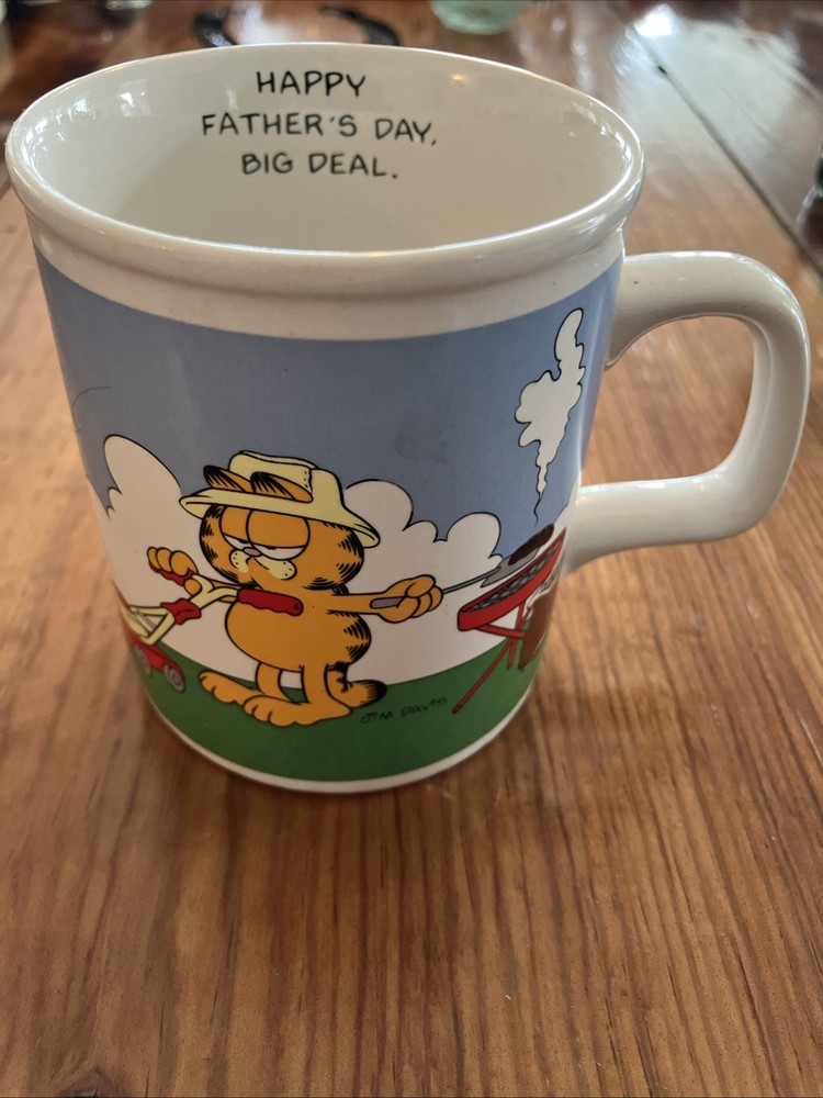 Vintage 1978 Jim Davis Garfield Coffee Mug Happy Father’s Day, Big Deal Theme
