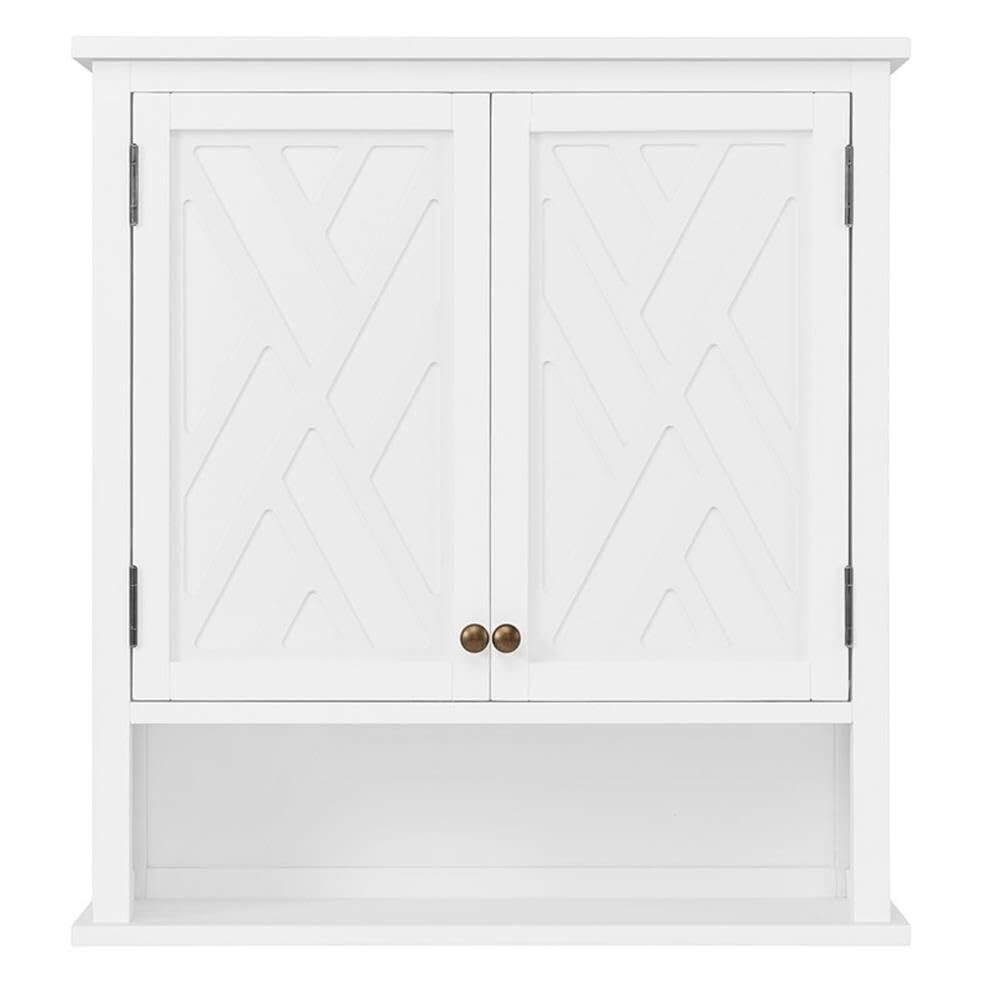 Coventry Wall-Mounted Bath Storage Cabinet with 2 Doors & Open Shelf - White