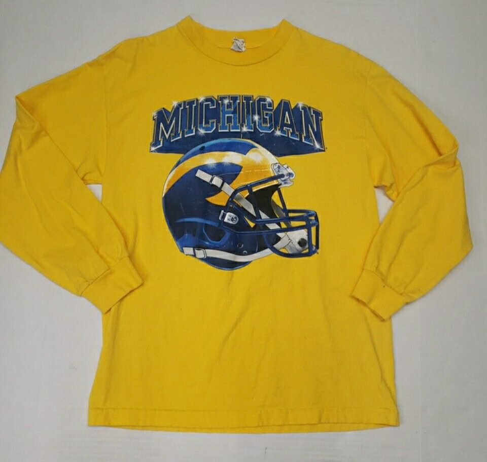 Vintage University of Michigan Wolverines Long Sleeve Shirt Medium Alstyle EUC