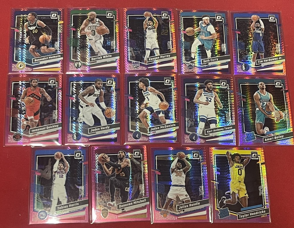 2023-24 Panini Donruss Optic NBA Hyper Pink Prizm Lot Featuring Rookies and Veterans - Collectible Basketball Trading Cards