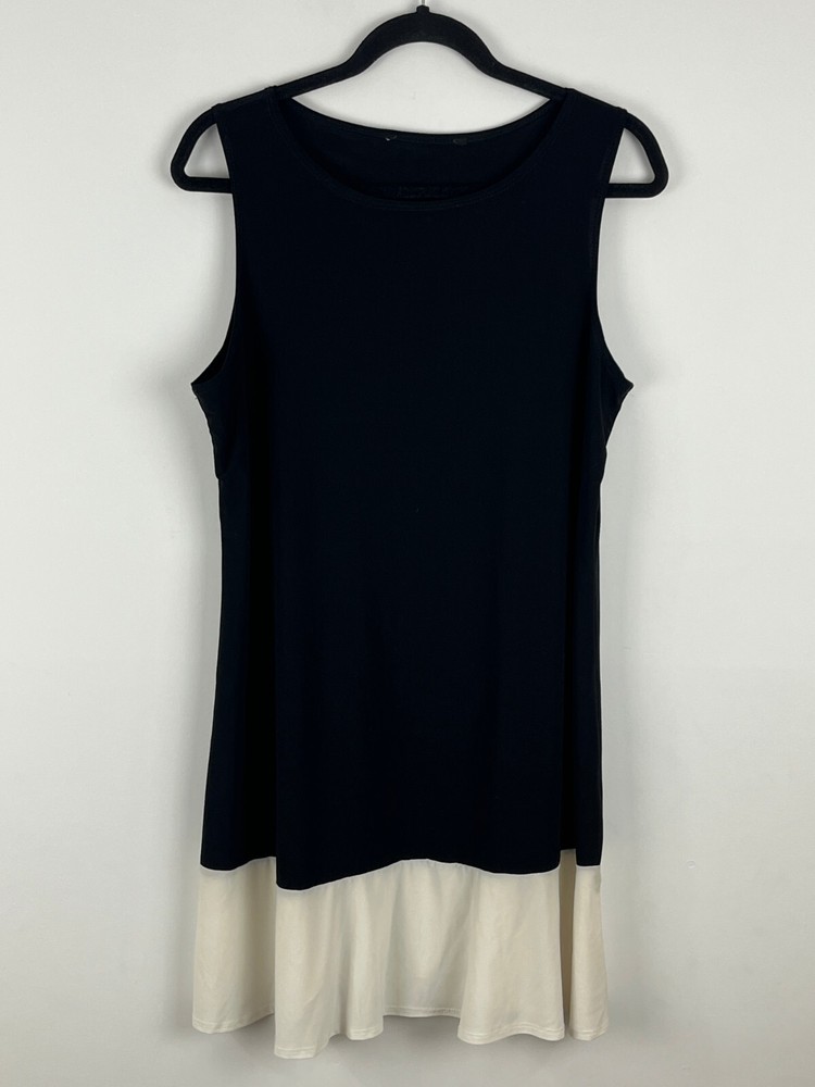 Black & White A-Line Sleeveless Dress with Wide Straps - Size L