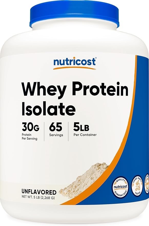 Nutricost Unflavored Whey Protein Isolate Powder 5 lb Tub