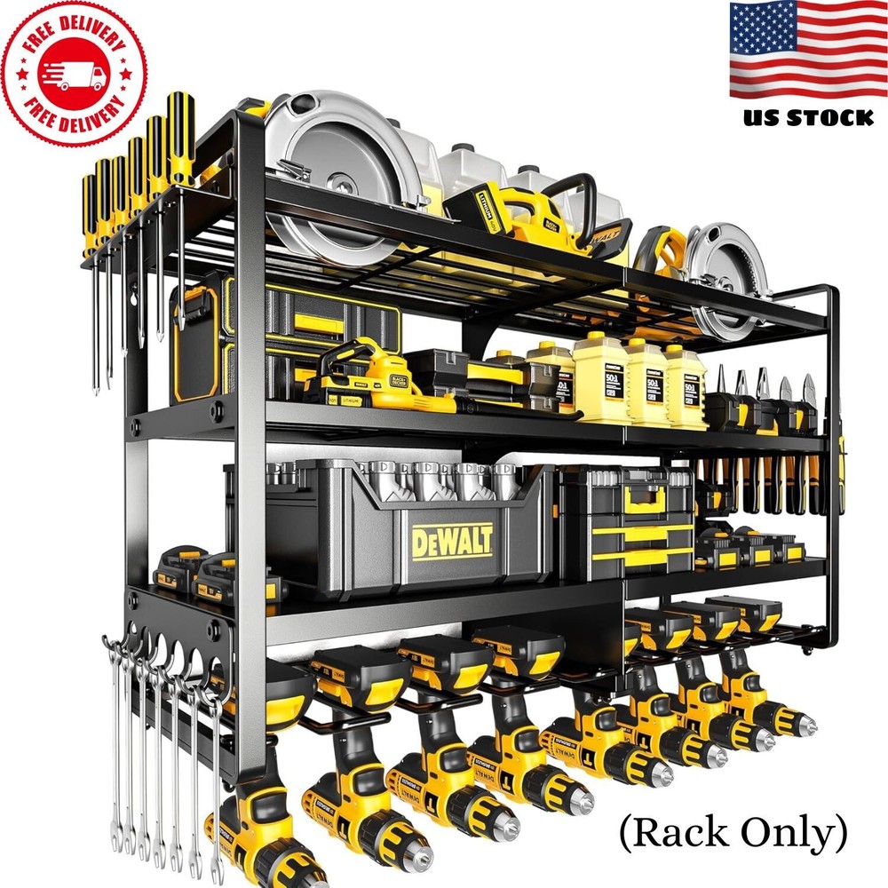 Heavy Duty 4-Tier Wall Mount Power Tool Organizer Holds 400lbs