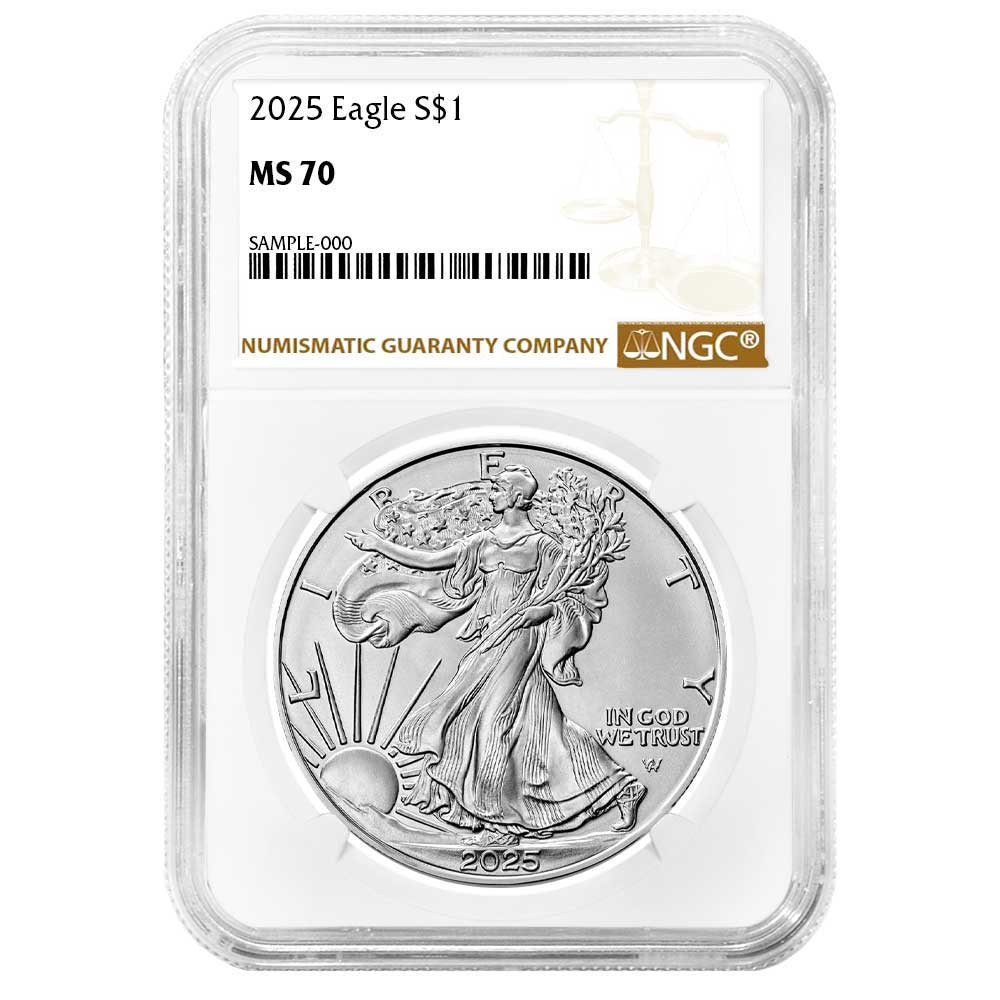 2025 $1 1-oz American Silver Eagle NGC MS70 Brown Label