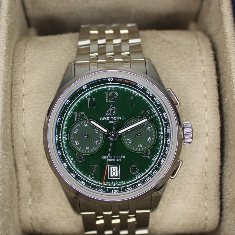 Unworn Breitling Premier B01 Chronograph 42 Green Dial Automatic Stainless Steel