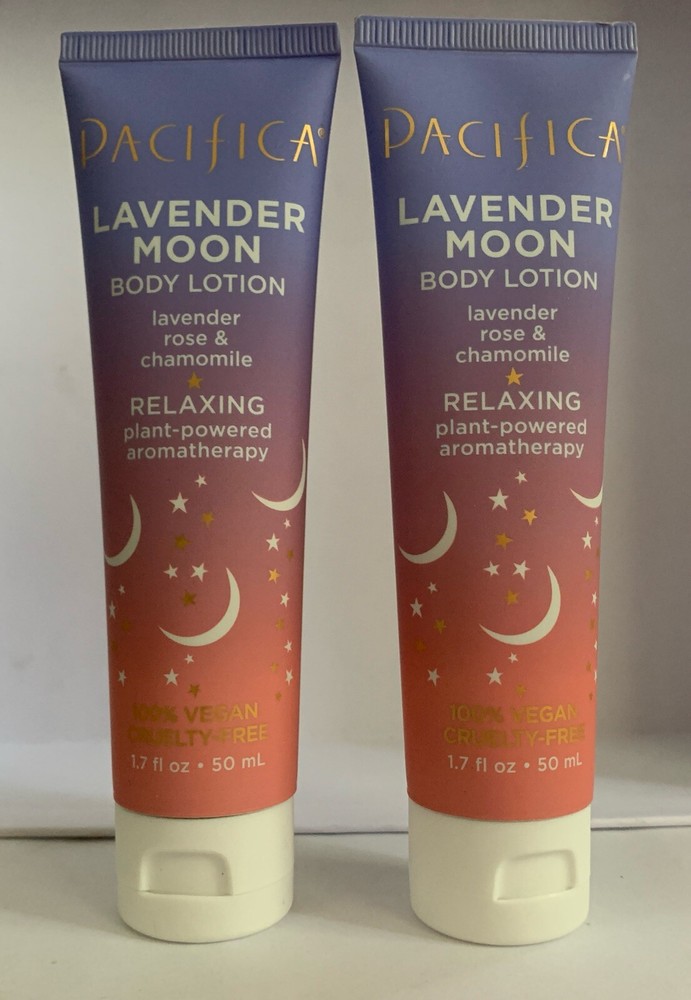 2x Pacifica Lavender Moon Body Lotion With Lavender, Rose & Chamomile 50mL Each
