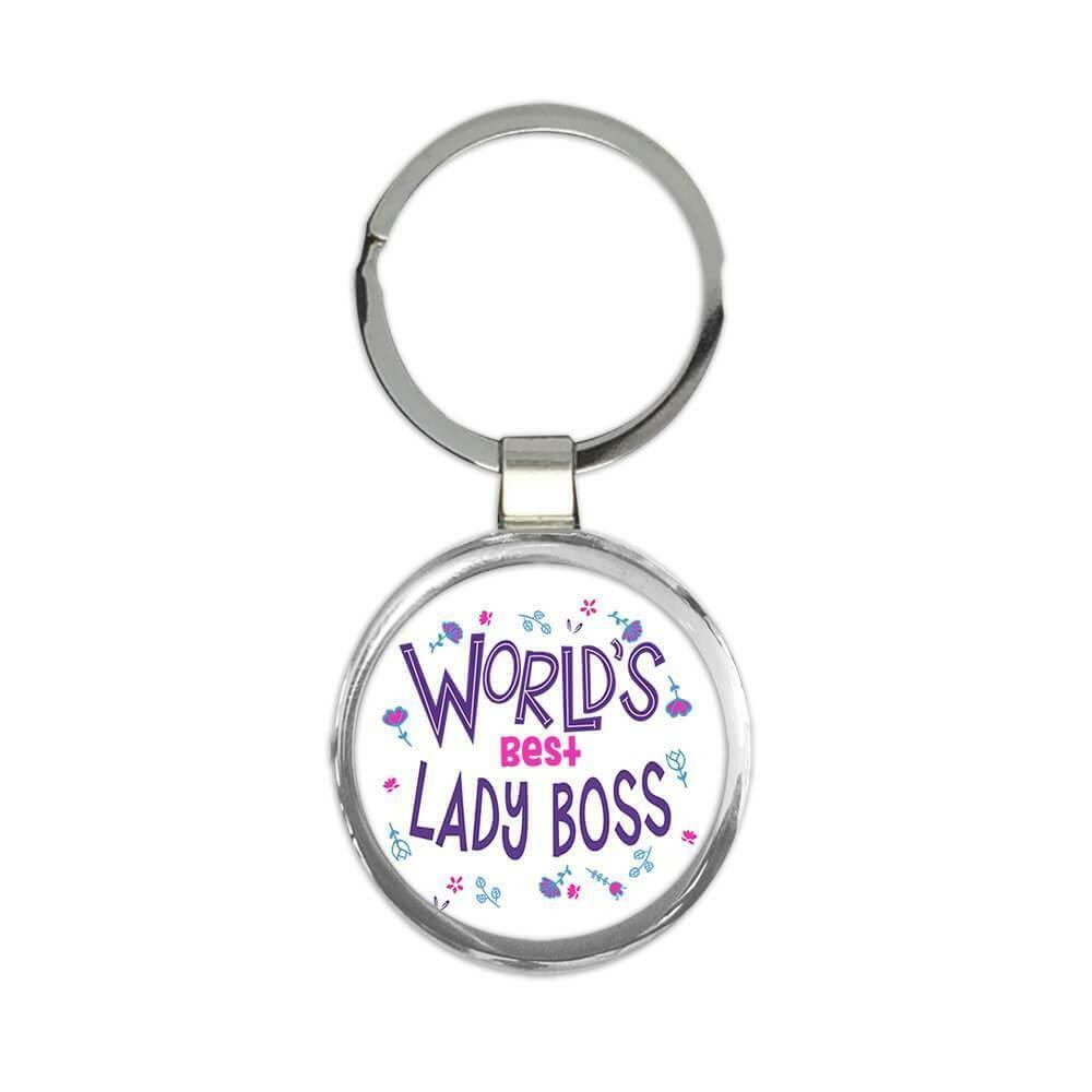Gift Keychain : Worlds Best LADY BOSS Great Floral Profession Coworker Work Job